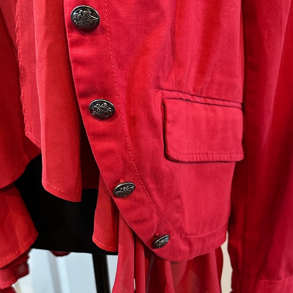 Free People Red Ruffled Blazer - Picture 2 of 5